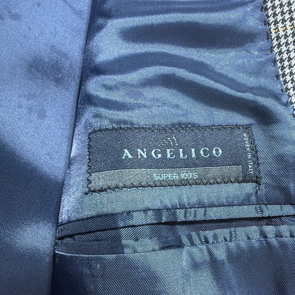 Italian Blazer Mens 46R Gray 3 Roll 2 Houndstooth Windowpane Wool Ivy Prep - Picture 6 of 9